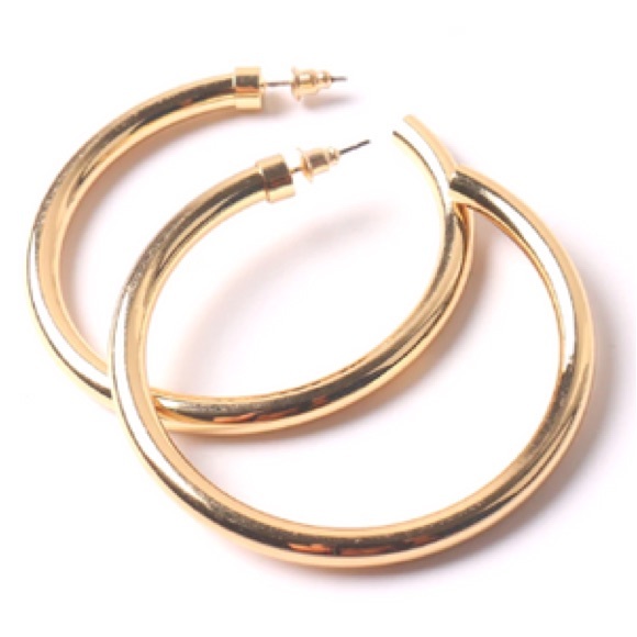 Boheme Jewelry - New Woman’s Boho Casual Medium Minimal Gold Tone Hoop Stud Earrings Earrings